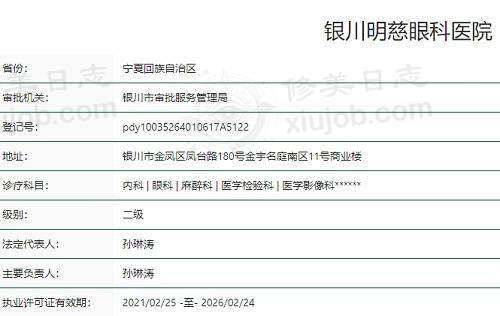 银川明慈眼科医院执照