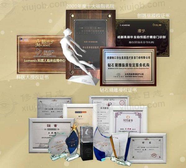 成都华生铂悦医疗美容门诊部成都华生铂悦荣誉证书